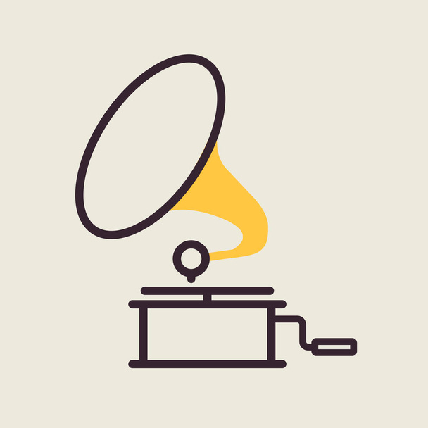 Grammophon isoliertes Vektorsymbol. Musikzeichen. Grafik-Symbol für Musik und Sound-Website und Apps-Design, Logo, App, UI - Vektor, Bild
