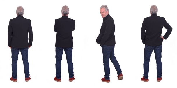 various poses of the same man from behind on white background - Zdjęcie, obraz