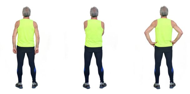 back view of same man with sportswear on white background - Фото, изображение