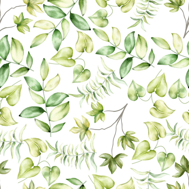 gyönyörű zöld levelek zökkenőmentes minta design - Vektor, kép
