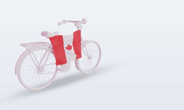 3d bycycle day Canada flag rendering left view - Fotoğraf, Görsel