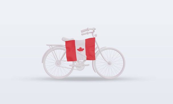 3d bycycle day Canada flag rendering front view - Foto, immagini