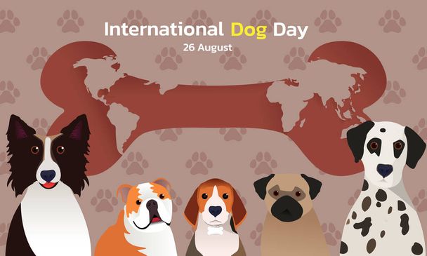 Happy National Dog Day 26. August. National Dog Day Vector Illustration. Ideal für Karte, Banner und Emblem. - Vektor, Bild