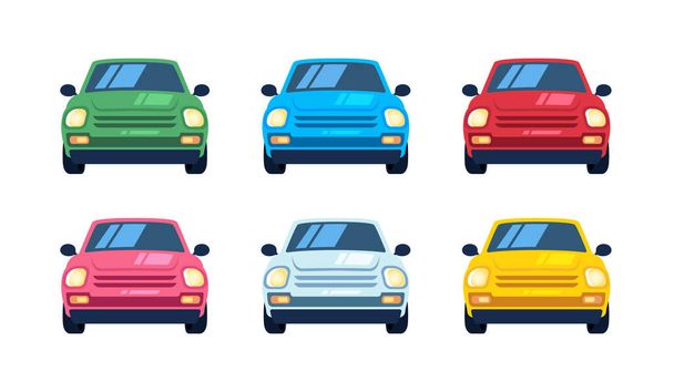 Small city cars vector set. Urban transportation collection. - Vector, Image