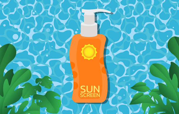 skin concerning the use of sunscreen.vector for sunscreen advertising.summer protection cream - Vektor, Bild