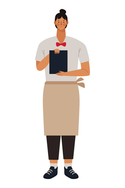 waitress with menu card - Vector, Image