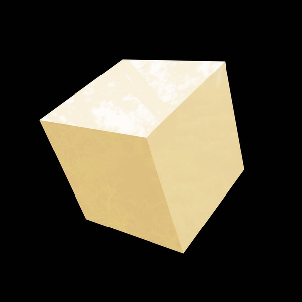 Cream cube glass background. 3d rendering. - Foto, immagini