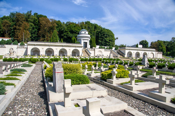 Lviv, Ukraine - September 07, 2021: View of Polish military cemetery (Cmentarz Orlat) in Lychakiv Cemetery in western ukrainian city Lviv - Photo, image