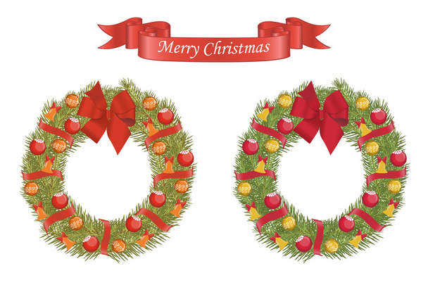 Corona de dibujos animados de Navidad con elementos decorativos
 - Vector, imagen