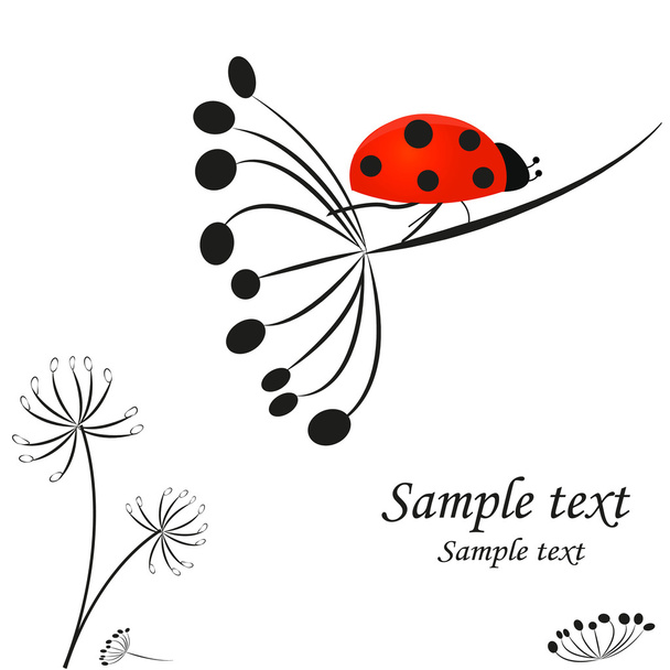Dandelion with ladybird vector - Vetor, Imagem