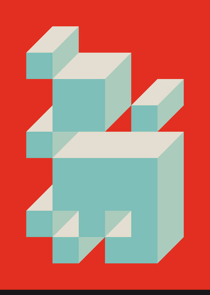 Implementação de Edward Zajecs Il Cubo de 1971. Essencialmente um conjunto de azulejos Truchet de 8 azulejos e regras para a colocação ilustração arte   - Vetor, Imagem