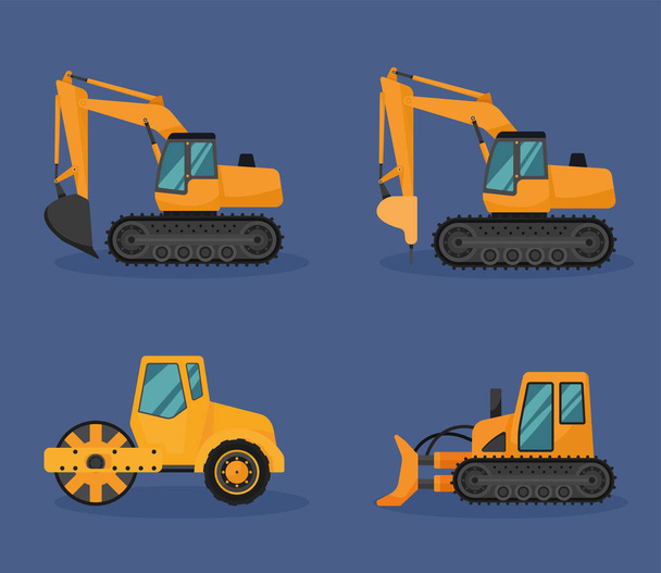 four construction vehicles icons - Vector, Image