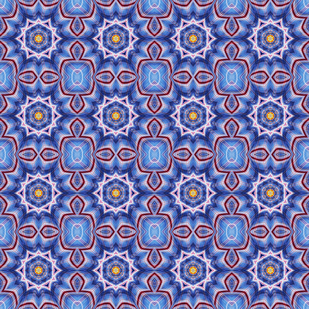 Absztrakt kék virág geometrikus etnikai zökkenőmentes minta háttér  - Fotó, kép
