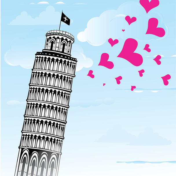 Vector illustration with Pisa tower - Vector, Image