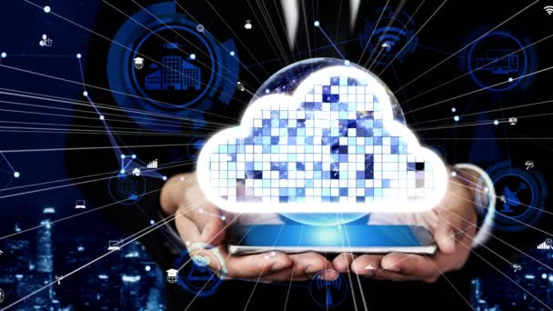 Tecnologia concettuale di cloud computing e storage dei dati per l'innovazione futura - Filmati, video