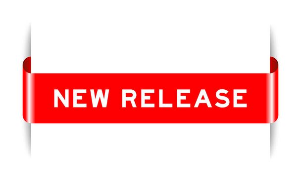 Red color inserted label banner with word new release on white background - Vector, Image