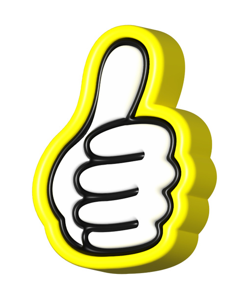 Hand duim omhoog gele 3D, als pictogrammen, OK, Ja, als emoji - Foto, afbeelding