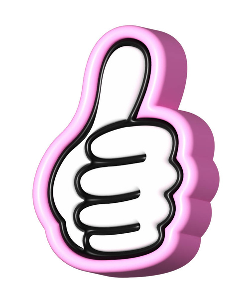 Hand Thumb up pink 3D, Like icons, OK, Yes, Like emoji - Foto, imagen