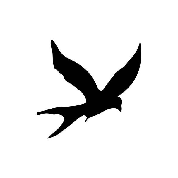 swallow. Black silhouette on a white background. Silhouette of swallows. Black contours of flying bird. Flying swallows. Tattoo vector illustration isolated on white background. - Vector, Image
