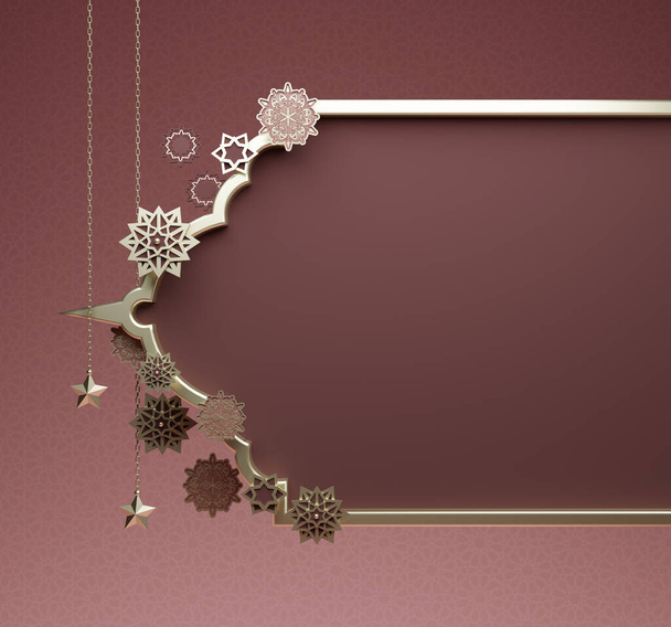3d modern Islamic holiday banner, Social post for Ramadan, and Eid al Fitr. - Zdjęcie, obraz