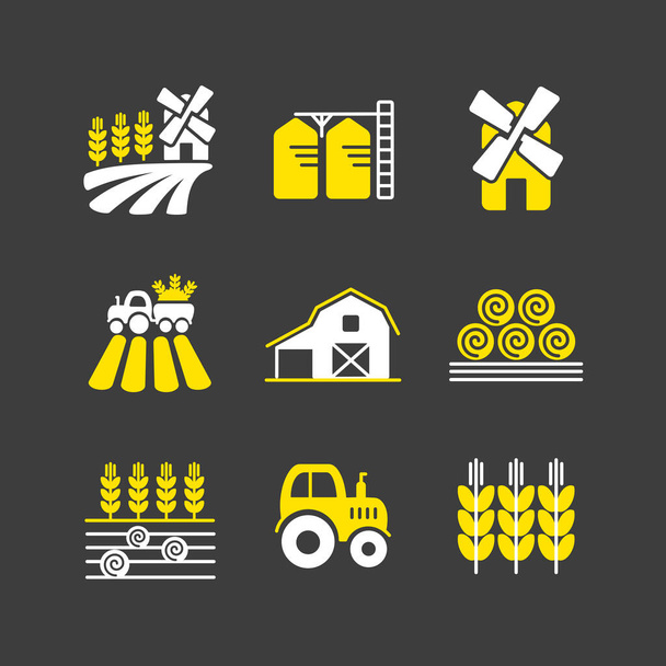 Farm Field glyph izolált ikon. Mezőgazdasági jel. Grafikon szimbólum a webhely design, logó, app, UI. Vektorillusztráció, EPS10 - Vektor, kép
