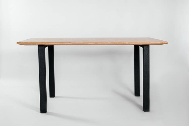 Handmade wooden table on a white background with all the details - 写真・画像