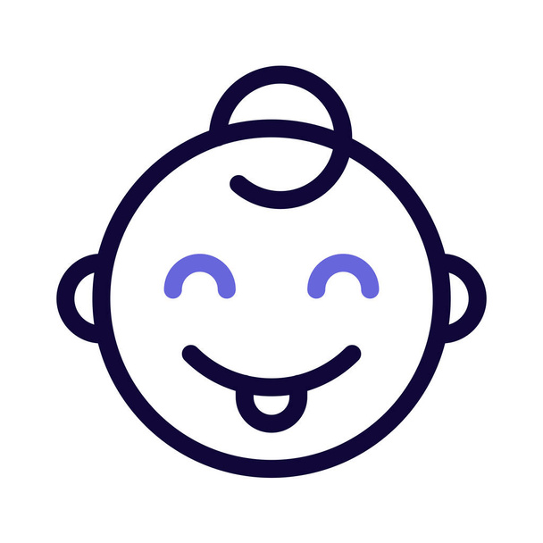baby smiley face emoticon with tongue out - Vector, Image