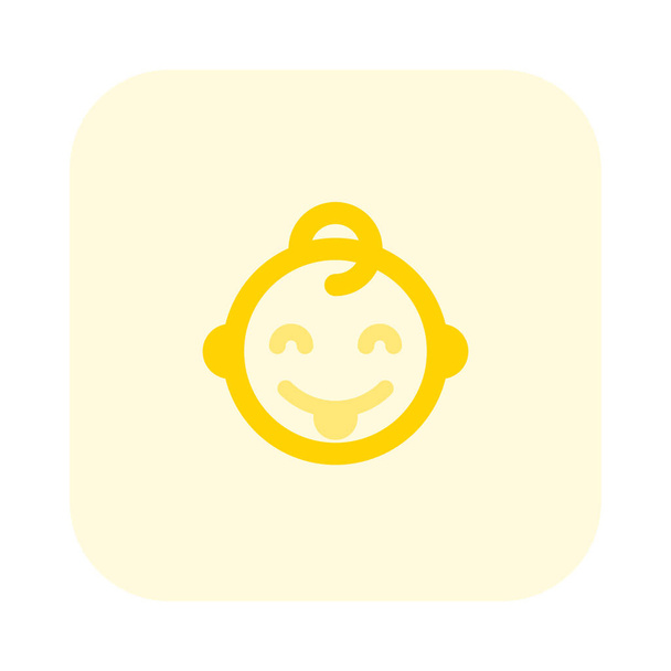 Baby Smiley Gesicht Emoticon mit herausgestreckter Zunge - Vektor, Bild