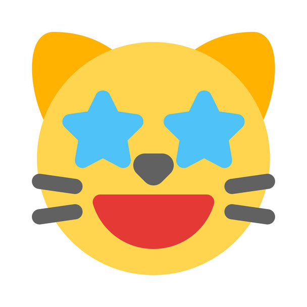Star frappé yeux heureux chat emoticon partagé sur Internet - Vecteur, image