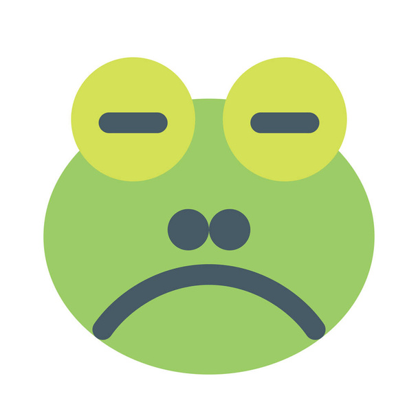 Sad face frog with eyes closed emoji - Vektor, kép