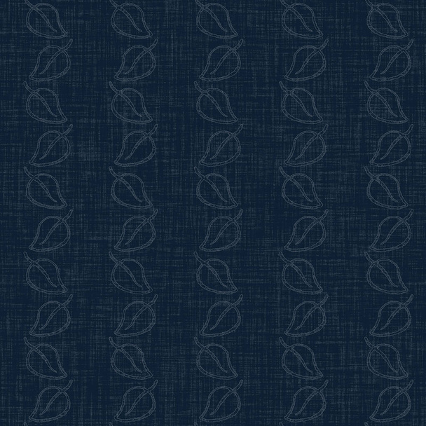 Escuro índigo azul folha tintura ponto bloco padrão de impressão. Boro masculino japonês efeito sem costura fundo têxtil. Tom sobre tom angustiado wabi sabi bordado estilo  - Foto, Imagem