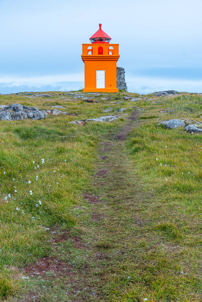 Orange Hafnarnes Lighthouse on Iceland - Photo, Image