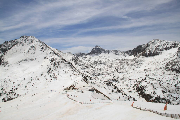 landscape of snowy mountains in the ski resort of Grandvalira, Andorra - Photo, Image