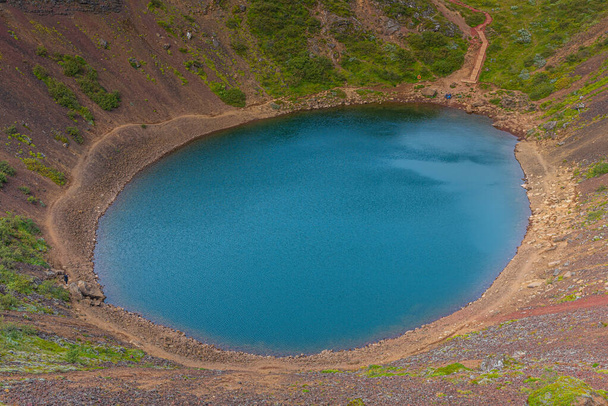 Blue volcanic lake at Kerid crater on Iceland - Fotografie, Obrázek