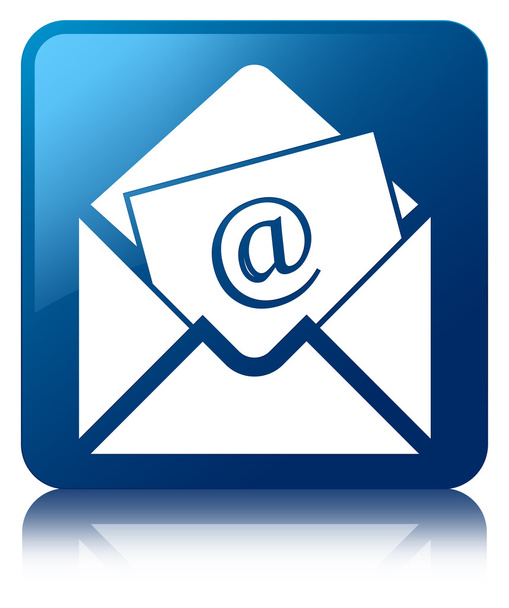 Newsletter email icon glossy blue reflected square button - Photo, Image