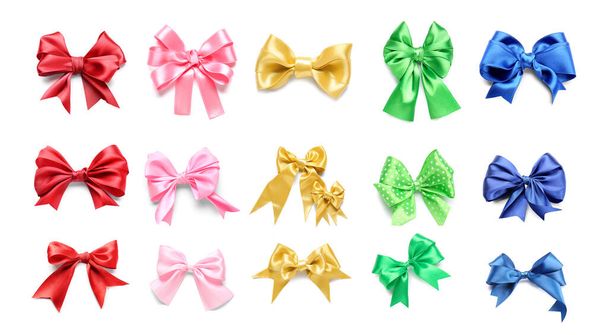 Set of beautiful colorful bows isolated on white  - Photo, Image