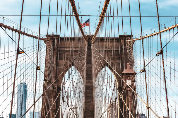 Brooklyn Bridge in New York City. Brooklyn, New York, USA. - Photo, Image