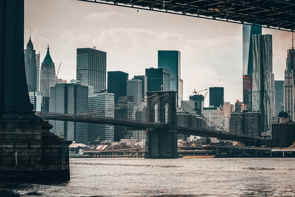 Brooklyn Bridge in New York City. Brooklyn, New York, USA. - Фото, изображение