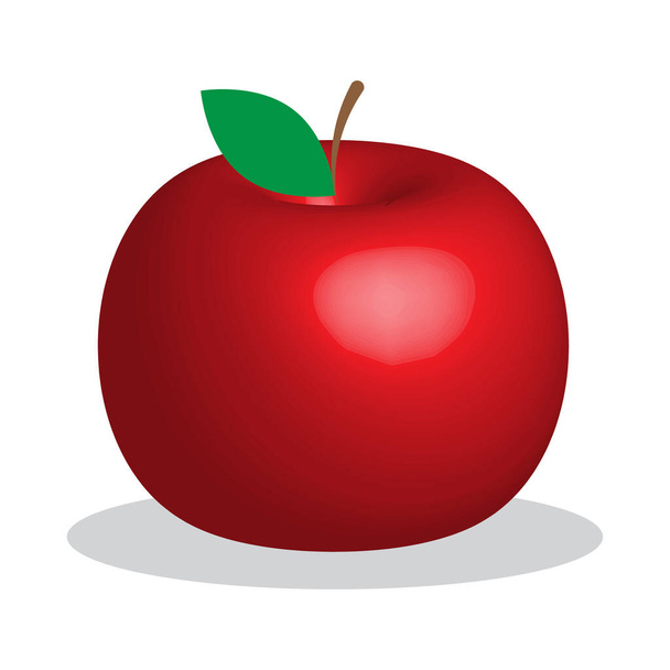 Red 3d apple, great design for any purposes. Fresh healthy food. Nature background. Vector illustration. stock image. - Vektör, Görsel