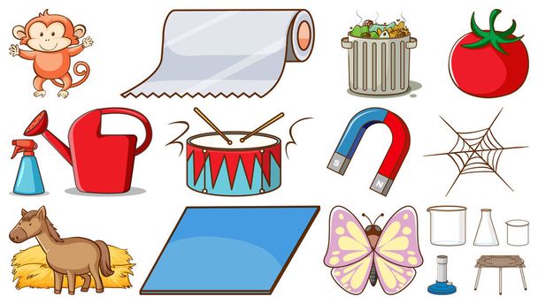 Mixed objects and animals illustration - Vector, imagen