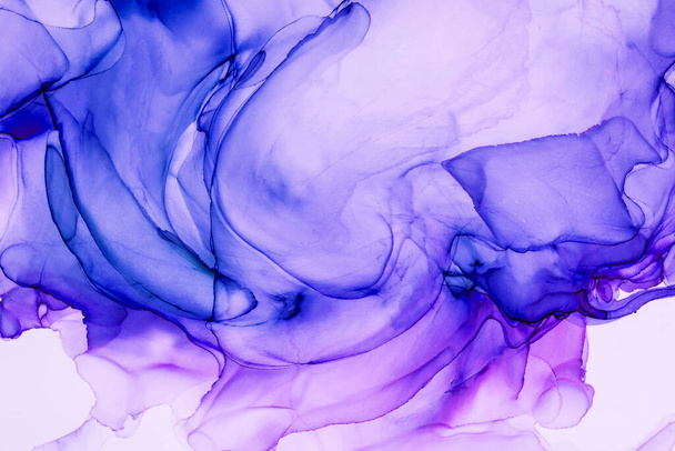 Natural abstract fluid art painting rendered in alcohol ink. Soft dreamy colors. Create aurora. Fire transparent wavy lines. - Photo, Image