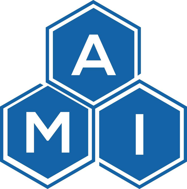白を基調にしたAMI手紙ロゴデザイン。AMIクリエイティブイニシャルレターロゴコンセプト。AMI手紙デザイン. - ベクター画像