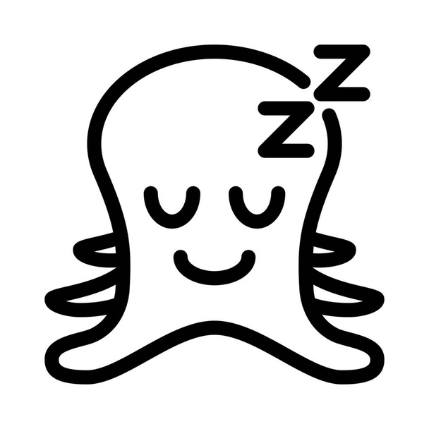 Dormir pulpo emoticono representación pictórica compartida en messenger - Vector, imagen