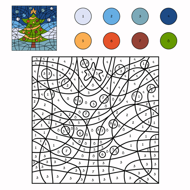 Colore per numero (albero di Natale
) - Vettoriali, immagini