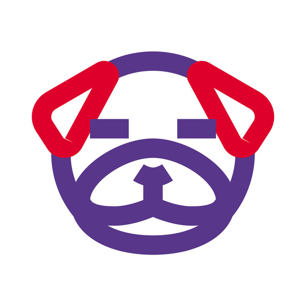 pug dog with eyes closed emoticon shared on social media - Vector, Image