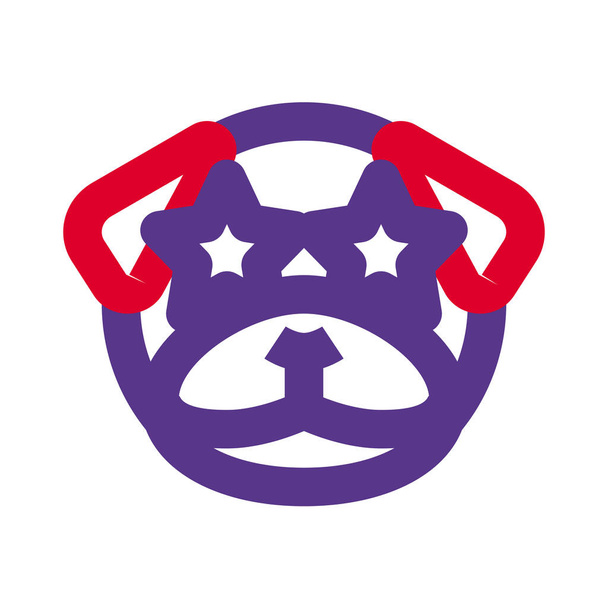 estrella pegada en los ojos de perro pug emoticono - Vector, Imagen