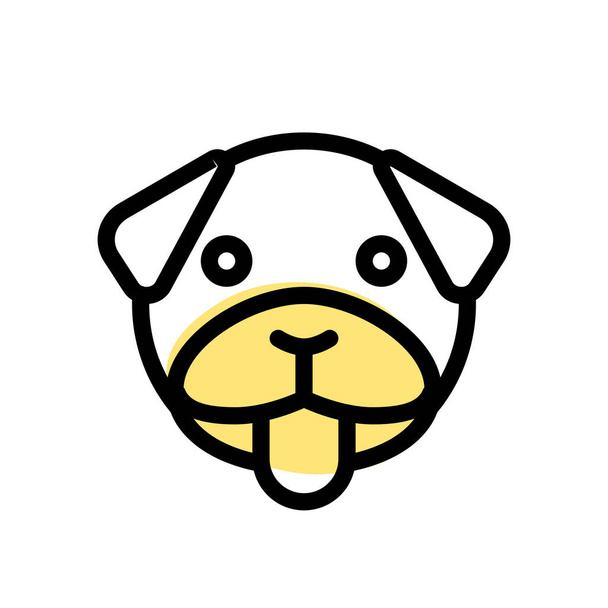 Mops-Hundezunge ragt Emoji heraus, spöttisch und lustig - Vektor, Bild