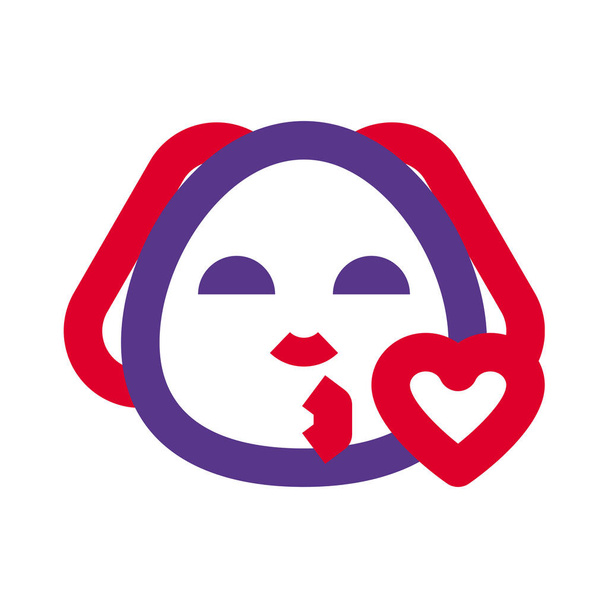 puppy emoji blowing kiss with heart shared on internet - Vector, Image
