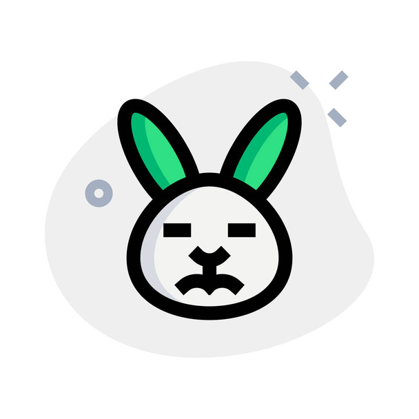 Triste coniglio faccia con gli occhi chiusi emoji - Vettoriali, immagini