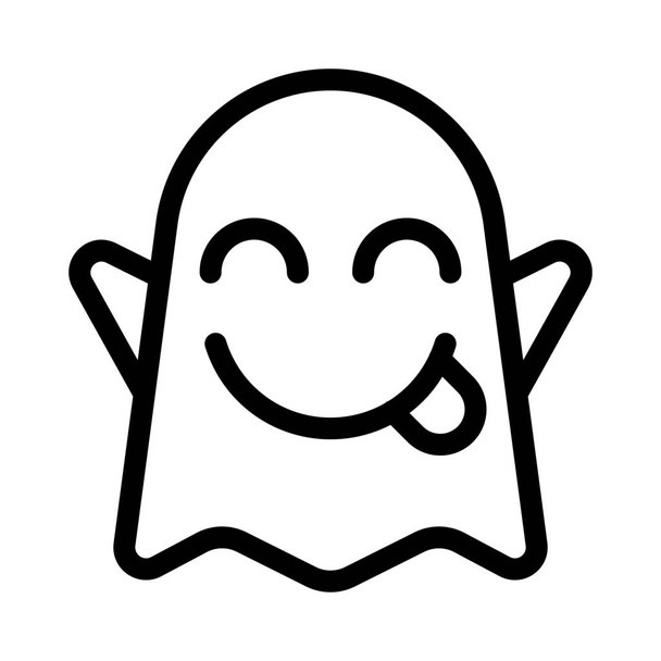 smějící se legrační strašidelný duch s jazykem-out emoji - Vektor, obrázek